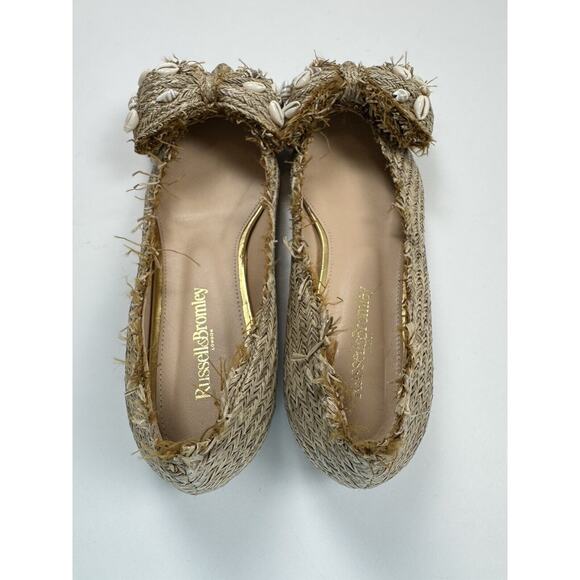 Russel & Bromley Ballet Flats Shoes Beige Woven Raffia Pointed Toe 38 US7 - Picture 4 of 10